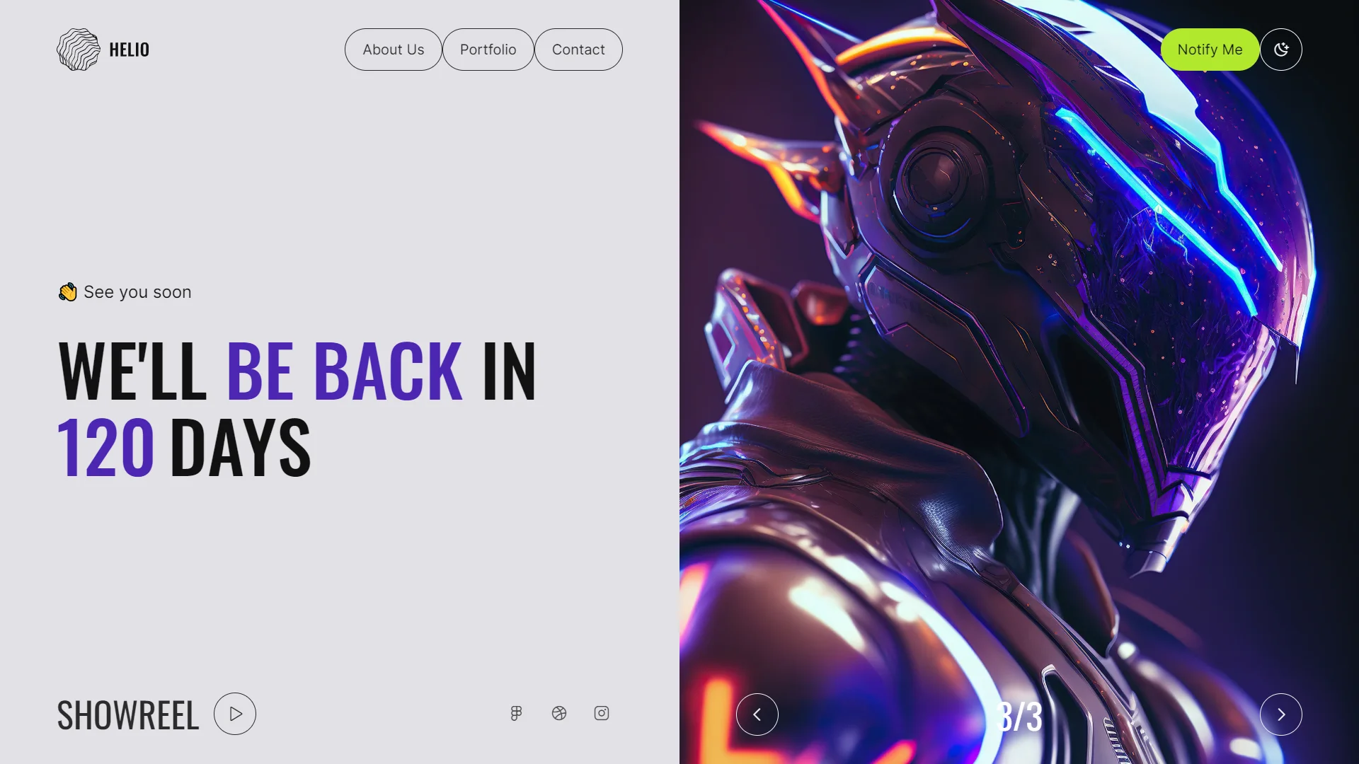 Helio Coming Soon Template Preview Screen