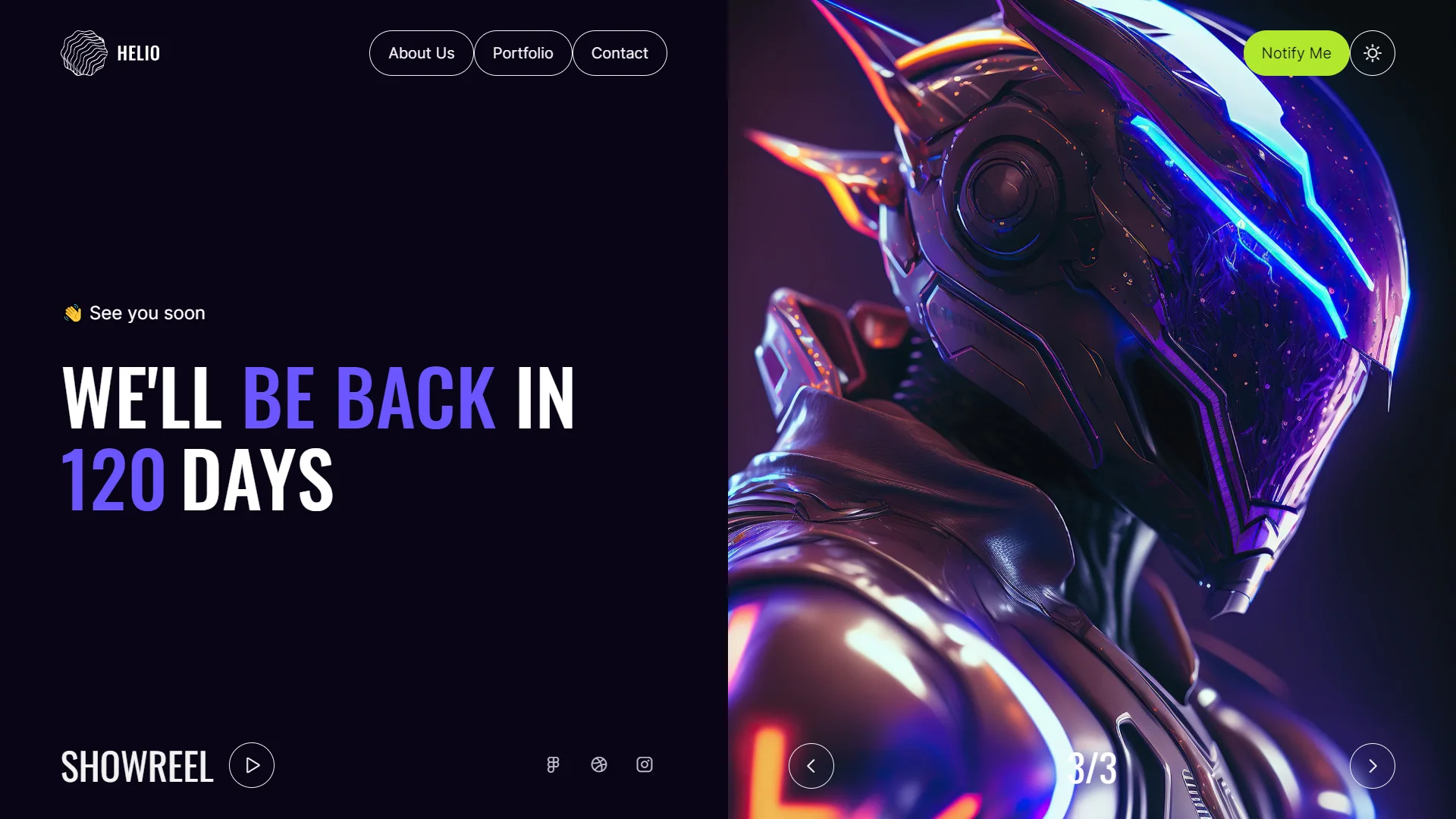 Helio Coming Soon Template Preview Screen